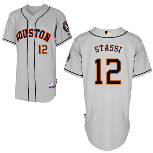 Max Stassi #12 MLB Jersey-Houston Astros Men's Authentic Road Gray Cool Base Baseball Jersey